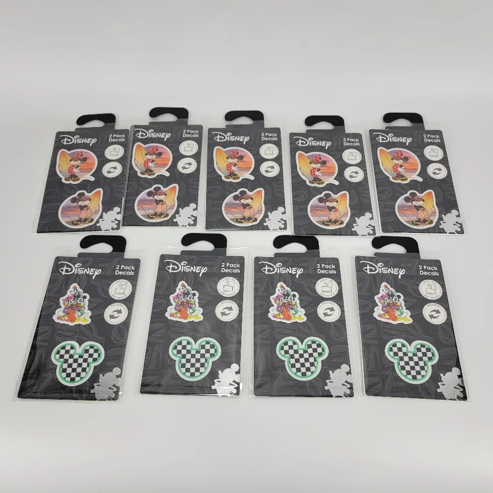 Lot Of 9 Disney Mickey Minnie Mouse And Friends 2-Pack Reusable Adhesive Decals